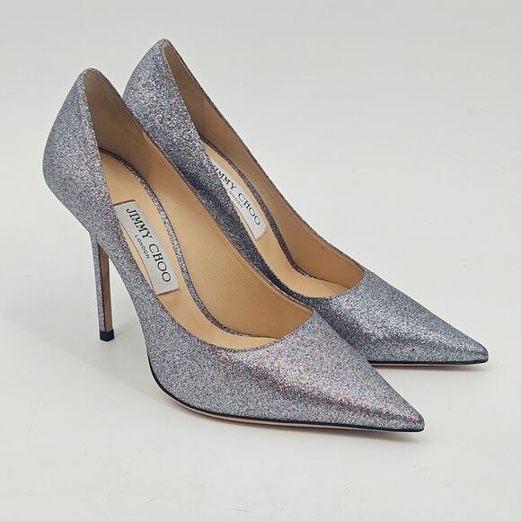 Jimmy Choo 100 Pumps Size 38 Pointed Toe‎ Glitter Heels - Picture 11 of 11